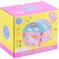 A colorful box labeled "Rainbow Fairy Oval Shape Jewelry Box" by Floss and Rock features whimsical packaging with unicorns, rainbows, and fairies.