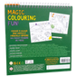 Back cover of Floss and Rock's Magic Colouring Fun - Dinosaur, a spiral-bound magic colouring-in book with Dino-themed pages and product details in several languages.
