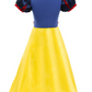 A blue and yellow Great Pretenders Boutique Princess Gown piece with puffy red and blue sleeves and a hoop skirt, displayed on a mannequin against a white background.