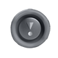 Close-up of a silver button with an exclamation mark symbol in the center, surrounded by a circular border, reminiscent of the robust sound and durable design you'd expect from a JBL Flip 6 Waterproof Bluetooth Speaker.