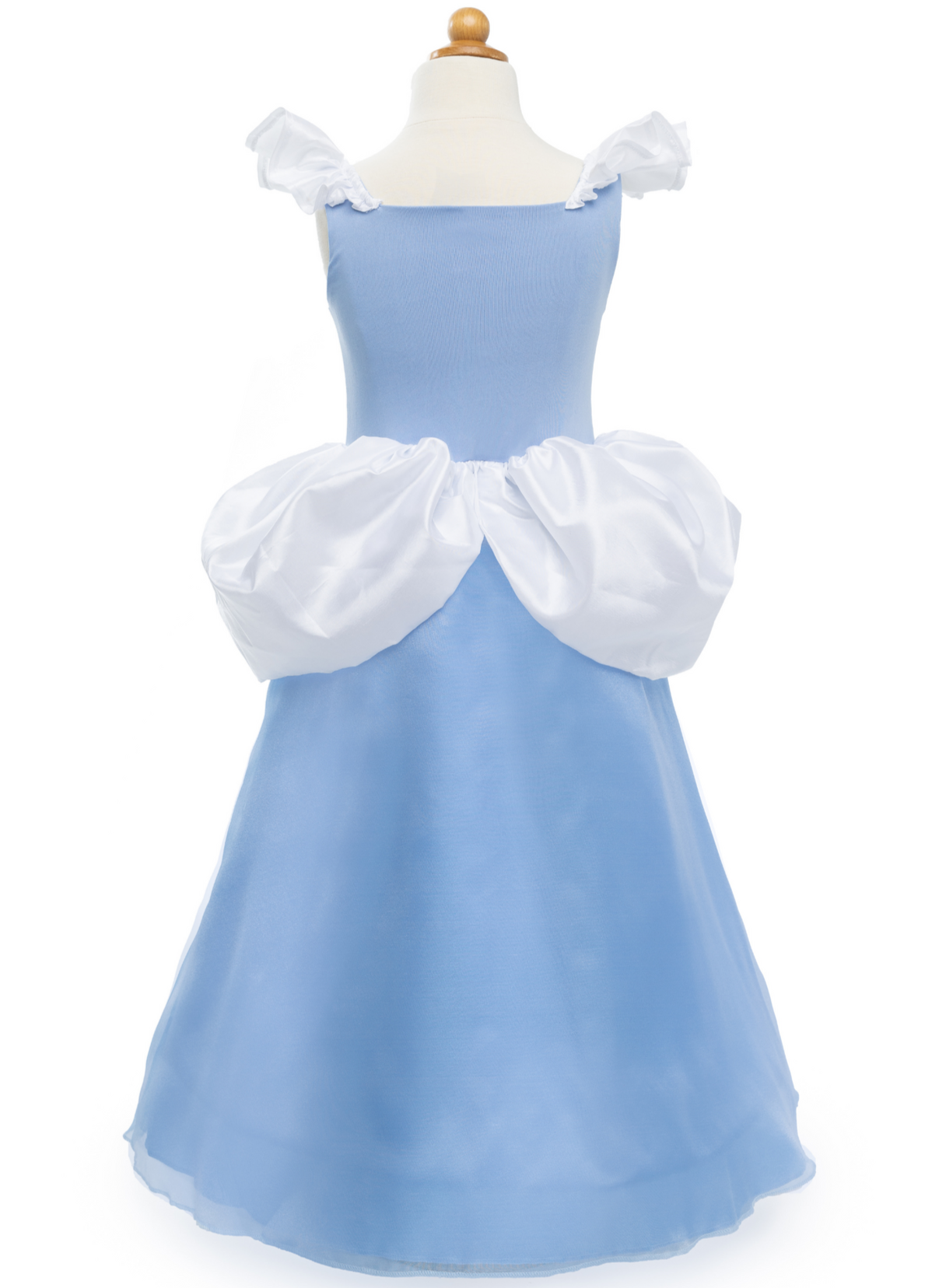 A fairytale-inspired blue Great Pretenders Boutique Princess Gown with puffy white sleeves on a mannequin.