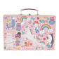 Floss and Rock Musical Kitchen Set 12 Piece - Rainbow Fairy features colorful illustrations of a unicorn, llama, penguin, bear, rainbows, stars, girl, owl, squirrel, mushrooms, clouds, cherries, and cupcakes—perfect for inspiring imaginative play and endless adventures.