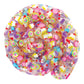 Crazy Aaron's Hide Inside Thinking Putty captivates the imagination with a swirl of colorful candies, featuring spirals, dots, and hearts, encased in a transparent gelatinous substance.