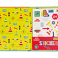 An open book by Floss and Rock, "Magnetic Sticker Art - Construction," displays a yellow page with traffic signs, cones, and an easy peel sticker sheet labeled "Sticker Art.