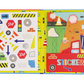 The Floss and Rock Magnetic Sticker Art - Construction set displays a left page with easy peel magnetic construction-themed stickers and a right page featuring a vibrant "Sticker Art" construction scene.
