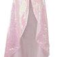 The Great Pretenders Pink Sequins Twirl Cape features iridescent light pink sequins and a soft lining, making it a perfect children’s costume accessory. Shown on a plain white background.