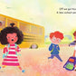 Students with backpacks hop off a bright yellow school bus and head toward school beneath a sunny sky, surrounded by lush greenery and the sounds of birds—an image that perfectly reflects the anticipation and excitement captured in *First Day, Hooray!* from Harper Collins.