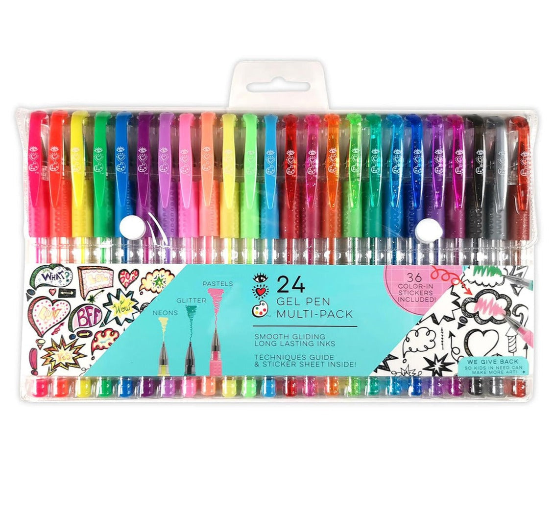 A package of Bright Stripes Gel Pen Multi-Pack for creating smooth continuous lines.