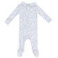 Baby Girls' Ribbed Blue Calico Floral Smocked Peter Pan Footie
