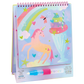 The Floss and Rock Fantasy Easel Watercard and Pen is a spiral-bound reusable coloring pad featuring whimsical unicorns and pastel dessert designs. Equipped with a water pen neatly stored at the bottom, it lets kids reveal hidden colors on each page—making this portable art set ideal for creative fun wherever they go.