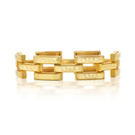 The Pathway Link Bracelet by Juliska Capucine De Wulf showcases geometric, rectangular interconnected links with textured edges and is displayed on a white background.