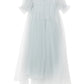 The Tutu du Monde Girls’ Snow Queen Tutu Dress features a pale blue sheer tulle design with puffed short sleeves, a ruffled high neckline, and a layered tulle skirt, accented with delicate embellishments at the neckline and sleeves—making it an ideal choice for an enchanting ice queen costume.