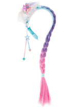 The Great Pretenders Mermazing Mermaid Hair Braid features vibrant blue, purple, and pink strands with pastel ribbons, sparkling star charms, and a decorative seashell clip—making it the perfect magical Sea Princess accessory.