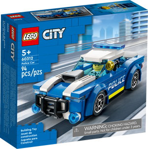 A Legos - Toyhouse City Police Car toy set box featuring 94 pieces for crook-chasing adventures, designed for children aged 5 and up.