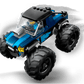 The Legos - Toyhouse LEGO® City Blue Monster Truck features large tires and a smiling minifigure driver, making it perfect for exciting off-road toy vehicle adventures.