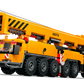 The LEGO® City Yellow Mobile Construction Crane by Legos - Toyhouse features eight wheels, an extended boom arm, and red-and-white stripes—an ideal realistic crane toy to complete any construction vehicle playset.
