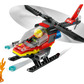 The LEGO® City Fire Rescue Helicopter by Legos - Toyhouse features a spinning rotor, minifigure pilot, blue projectiles, and a small flame piece for realistic fire rescue play.