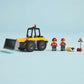 LEGO® City Yellow Construction Wheel Loader by Legos - Toyhouse includes a loader, 2 worker figures, 3 orange cones, a warning sign, and accessories on a light blue background. Ideal digger toy for young builders!.