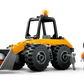 The LEGO® City Yellow Construction Wheel Loader by Legos - Toyhouse features a scooping bucket and includes two worker minifigures in orange safety vests and helmets, making it an ideal set for creative construction play.