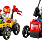 Speed into fun with the LEGO® City Pizza vs. Fire Truck Race Car Pack by Legos - Toyhouse! Includes a pizza chef minifigure with a pizza box and flag, plus a firefighter on a fire-themed race car. Build more in the LEGO Builder app!.