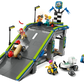 The LEGO® City No Limits: Race Car Ramp Track by Legos - Toyhouse includes a ramp, 2 race cars, 4 mini-figures, checkered finish line, streetlights, accessories, and a toolbox—ideal for any soapbox racing fan or LEGO City Race Car Ramp lover.