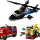 The LEGO® City Helicopter, Fire Truck & Submarine Remix by Legos - Toyhouse includes a helicopter, fire truck, and submarine, each with minifigures for creative play.