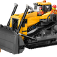 The Legos - Toyhouse LEGO® City Yellow Bulldozer set features a vibrant yellow bulldozer, workers in hard hats, a construction sign, and wooden pieces—ideal for fans of building toys and the LEGO® City Yellow Bulldozer.