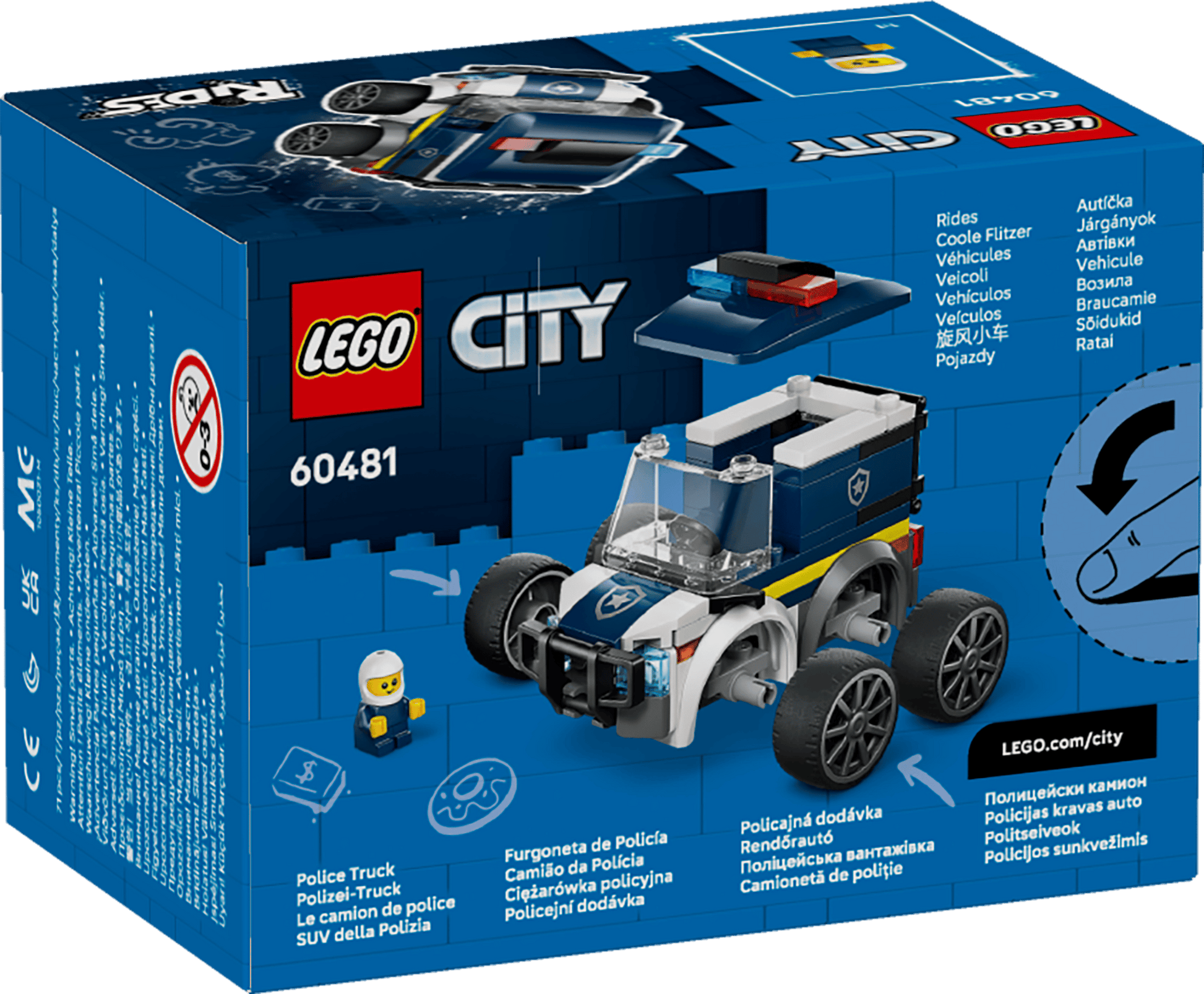The LEGO® City Rides – Police Truck by Legos - Toyhouse includes a police truck, small SUV, minifigure, and accessories—a fun building kit for kids.