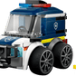 The LEGO® City Rides – Police Truck by Legos - Toyhouse features a blue and white design, large wheels, and comes with a smiling yellow minifigure in a white helmet—an ideal building kit for kids.