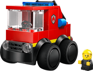 The Legos - Toyhouse LEGO® City Rides - Fire Truck is a red building kit with large black wheels, a blue siren, and a smiling yellow figure—perfect for kids who love creative play.