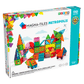 Box containing the MAGNA-TILES® Metropolis 110 Piece Set by Magnatiles, featuring vibrant magnetic shapes and geometric building tiles designed for children ages 3 and up.