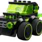 The LEGO® City Rides - Gaming Race Car by Legos - Toyhouse features a black and neon green interlocking brick car with large wheels and includes a matching helmeted mini-figure beside it.