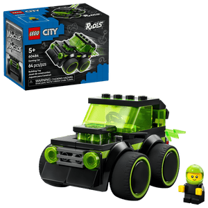 LEGO® City Rides - Gaming Race Car by Legos - Toyhouse includes a black and green race car, a green-faced minifigure, 46 pieces, and is for ages 5+. Box displays all details.