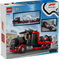 The LEGO® City F1® Display Truck with Audi F1® Race Car by Legos - Toyhouse features a transporter, a black and red race car building kit, and two minifigures.
