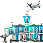 The LEGO® City Airport with Airplane by Legos - Toyhouse features a control tower, passenger walkway, minifigures, airport vehicle, and a toy plane taking off above the terminal building.