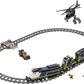The Legos - Toyhouse LEGO® City Police Train Heist set includes an oval track, blue and white police train with two cars, a red car, helicopter, railroad crossing, two minifigures, and two remote controls.