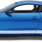 The Maisto 1:18 SE 2020 Mustang Shelby GT500 die-cast model features a striking blue finish with white racing stripes, black wheels, and a rear spoiler, showcased from the side against a white background—perfectly crafted for collectors and enthusiasts seeking authentic detail.