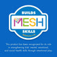 A blue badge with “Builds MESH Skills” shows how GraviTrax Junior: My Jungle Starter Set by GraviTrax helps develop kids’ mental, emotional, and social health skills through intentional STEM play.