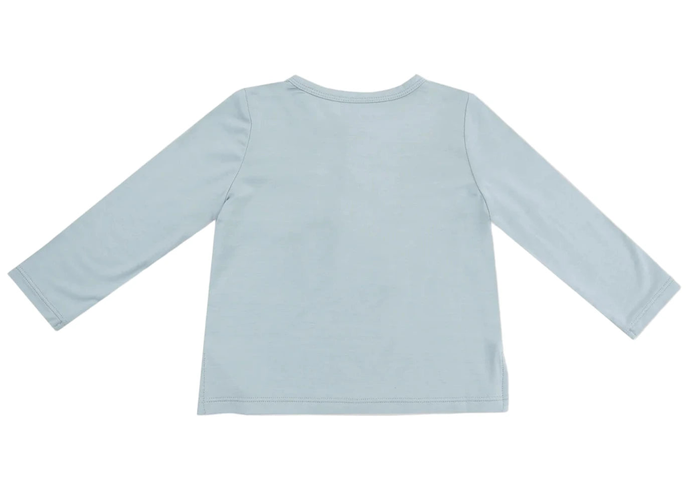 The Angel Dear Baby Boys' and Boys' Bamboo Long Sleeve Henley with Pocket is shown from the back in plain light blue, laid flat on a white background.