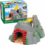 Set off on a BRIO World journey with the exciting BRIO World Adventure Tunnel from Brio, showcasing a red brick entrance and mountain motif. It boasts a lively yellow slide at the top and comes in eye-catching packaging designed to spark imaginative play.