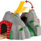 A toy train set featuring the BRIO World Adventure Tunnel with a yellow arrow pointing to a rock.