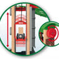 The BRIO Lift & Load Warehouse Set, by Brio, includes a toy crane mechanism as part of its intricate railway configuration. It showcases a red pulley system that skillfully lifts a small cart. A close-up reveals a gear wheel on the side designed for seamless operation, enhancing the playful engineering experience.