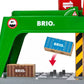 A green toy truck with a brio sign on it, perfect for railway enthusiasts.