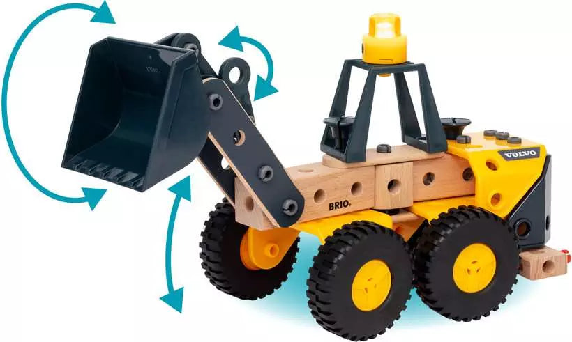 A Yellow and Black Volvo Wheel Loader by Brio World.