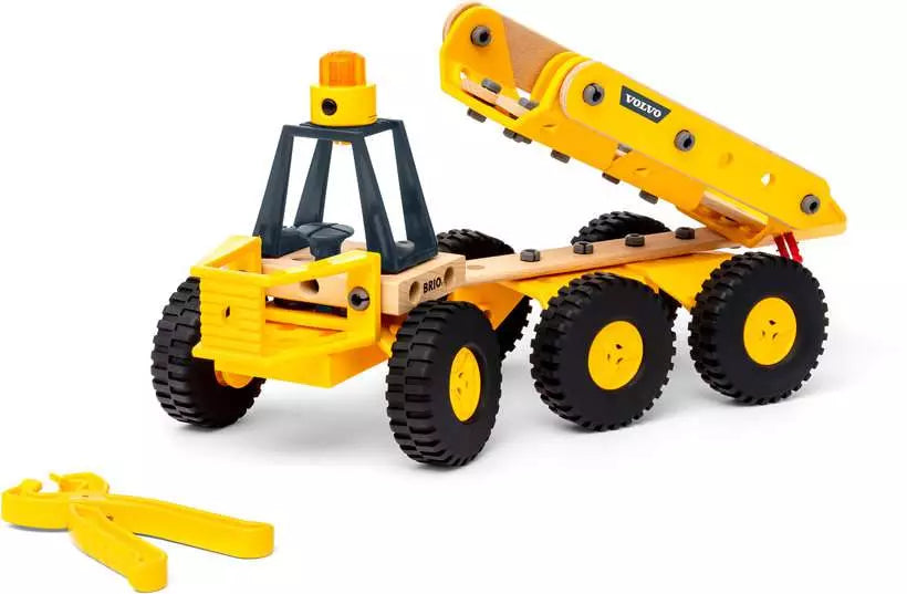 The Volvo Hauler, a yellow construction toy truck by Brio World.