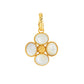 The Berry Clover Double Sided Pendant by Juliska Capucine De Wulf features four oval white stones in a cross pattern with a textured gold center and twisted gold loop—an elegant lucky charm for any occasion.