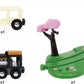 The BRIO World Dinosaur Circle Set by Brio is a vibrant collection of 12 colorful toy pieces, featuring a brachiosaurus, toy bus, train car with BRIO magnet, track, tree with pink foliage, and shrub.