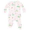 Baby Girl's 2-Way Bamboo Ruffle Back Zipper Footie - Golf Things Pink