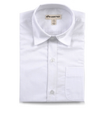 A white tailored Appaman longsleeve shirt with a spread collar, buttoned front, and chest pocket, displayed flat.