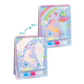 The Floss and Rock Fantasy Easel Watercard and Pen set includes two spiral-bound coloring pads featuring unicorn illustrations; one is a magic water easel pad that reveals vibrant colors when brushed with the included water pen, making it a reusable and portable art set for kids.